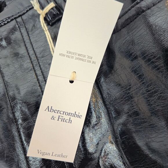 NWT Abercrombie & Fitch Patent Leather The 90s Straight Ultra High Rise Pant 25S - Picture 12 of 14